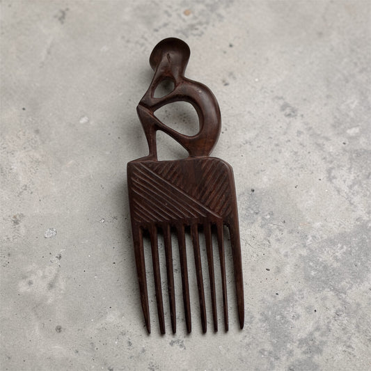 Abstract Tribal Figure Wooden Hair Comb