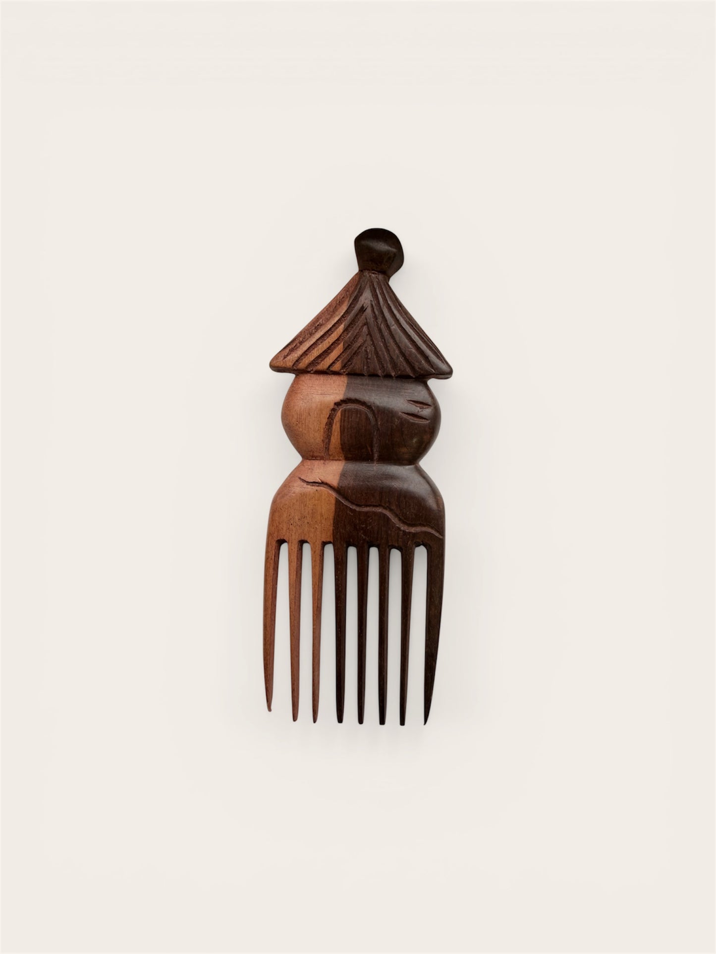 Traditional African Hut Hand Carved Hair Pick