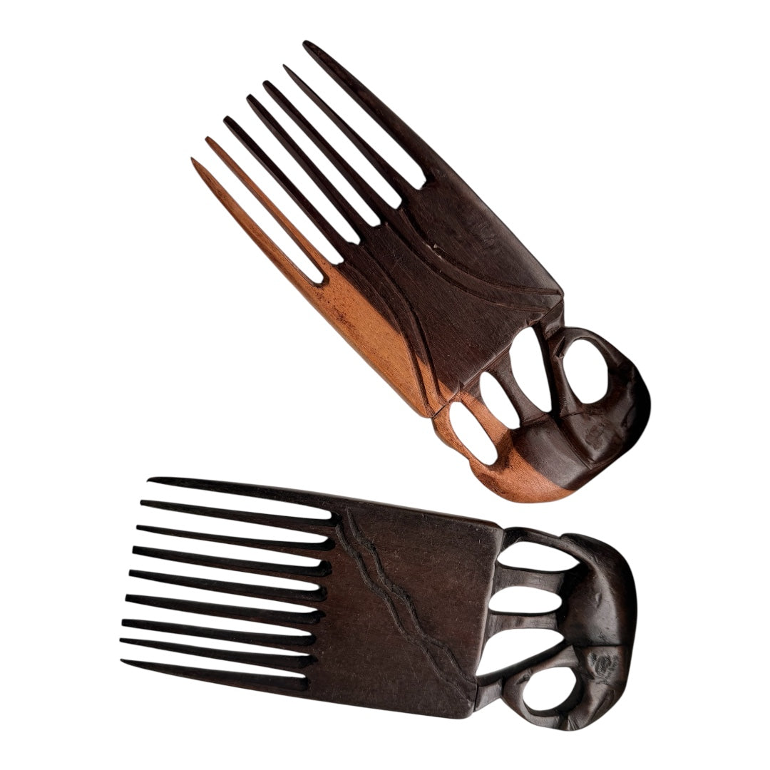 Elephant Motif Tribal Wooden Hair Comb