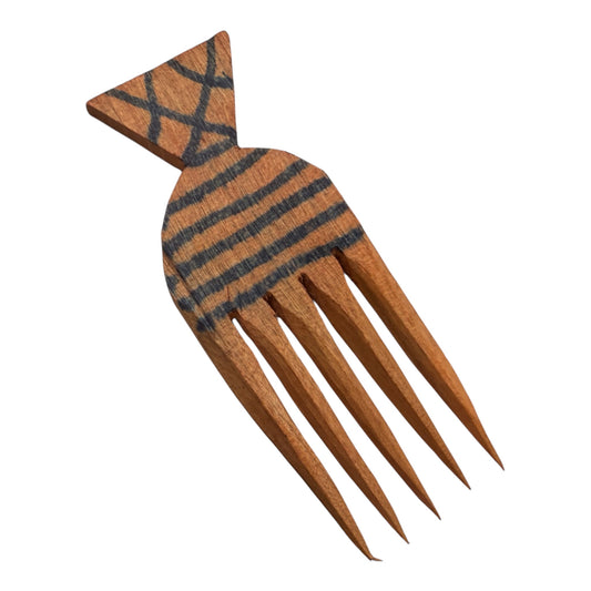 Hand Carved Wooden Afro Hair Pick Comb Tribal Hair Pattern