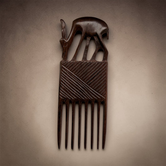 Antelope/ Gazelle Hand Craved Tribal Hair Comb