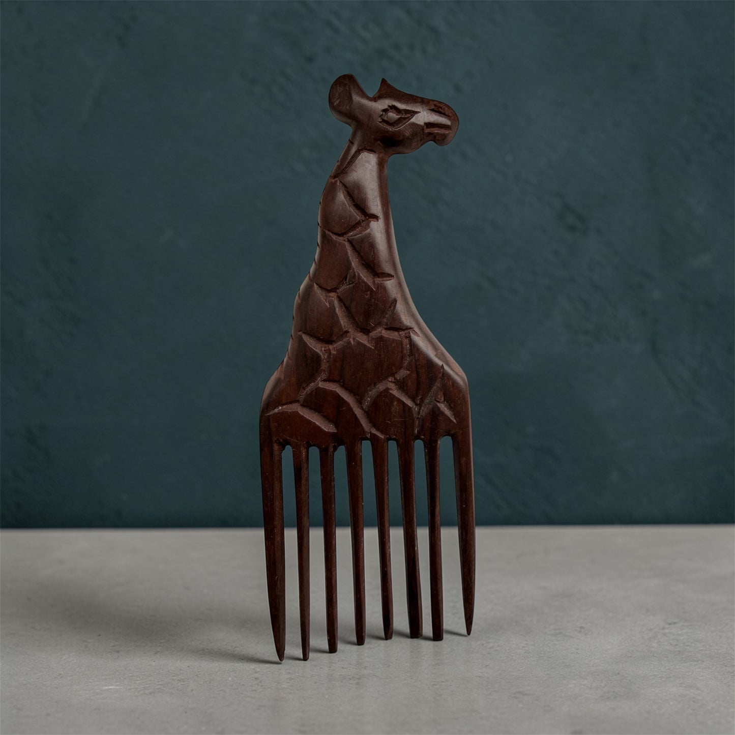 Giraffe Design African Carved Hair Pick Comb