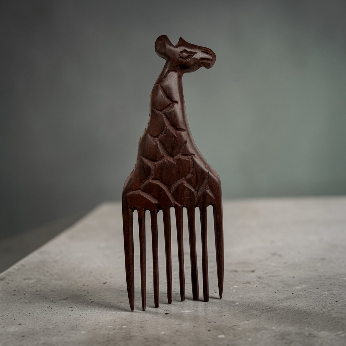 Giraffe Design African Carved Hair Pick Comb