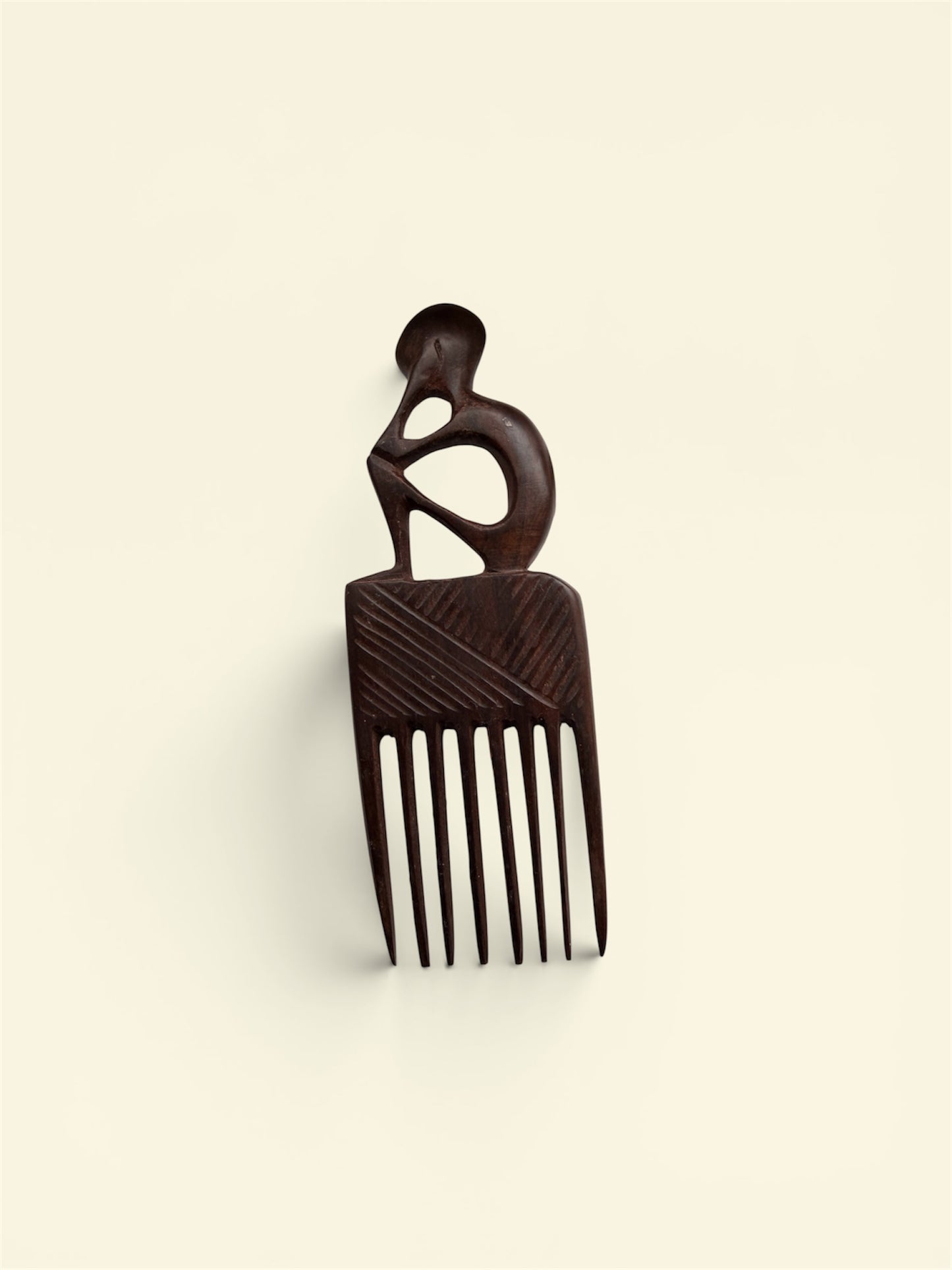 Abstract Tribal Figure Wooden Hair Comb