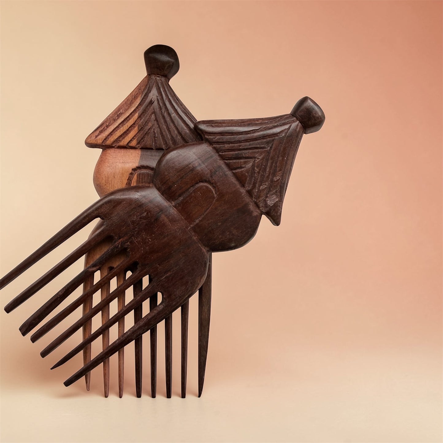 Traditional African Hut Hand Carved Hair Pick
