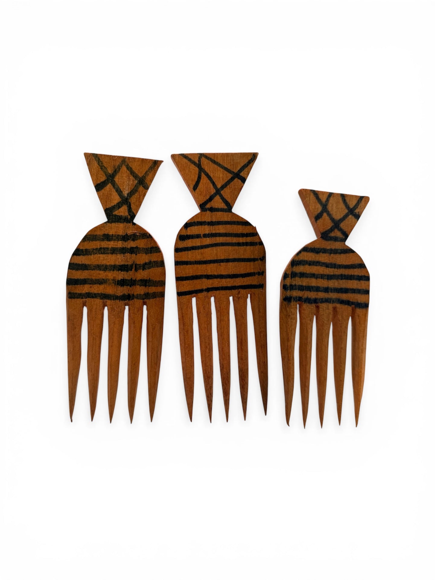 Hand Carved  Wooden Afro Hair Pick Comb Tribal Hair Pattern