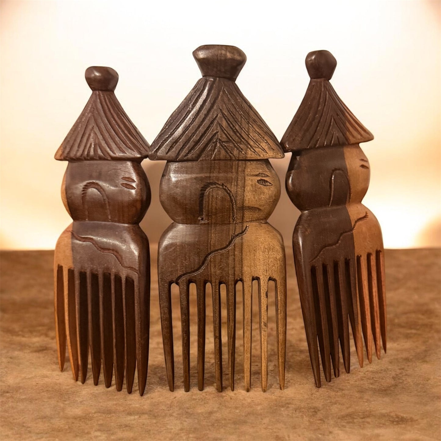 Traditional African Hut Hand Carved Hair Pick