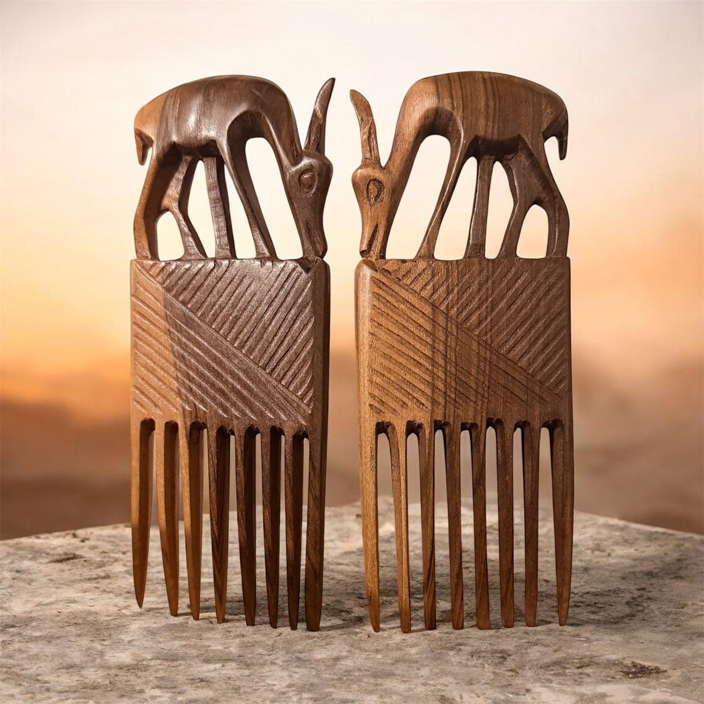 Antelope/ Gazelle Hand Craved Tribal Hair Comb