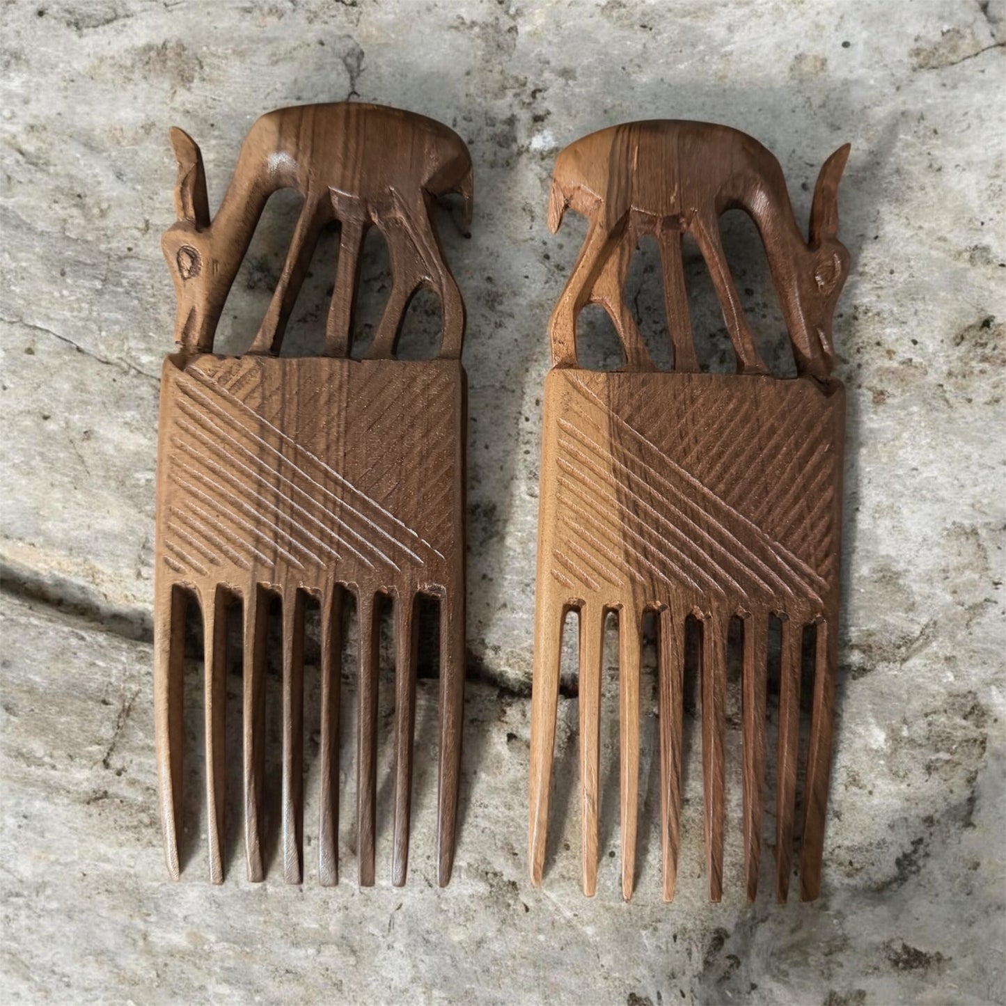 Antelope/ Gazelle Hand Craved Tribal Hair Comb